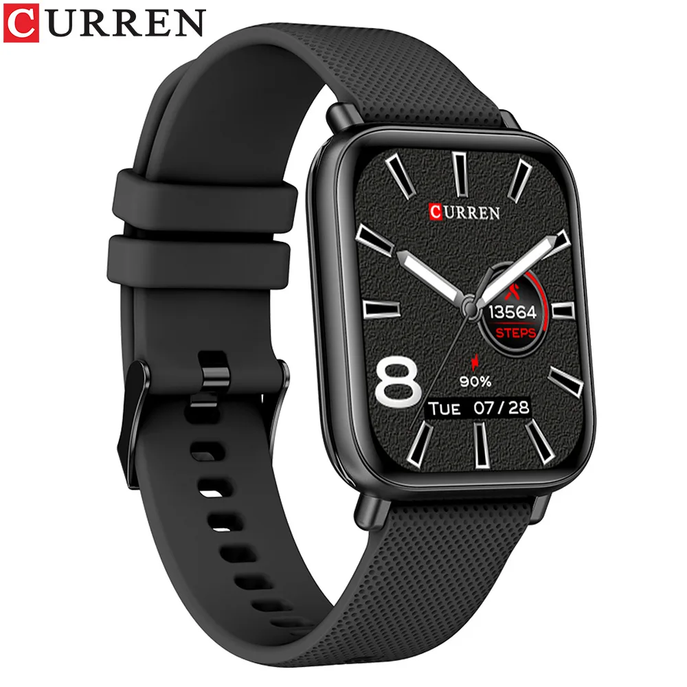 CURREN S1 Fashion Smartwatch Full Touch Screen BT Call Men Watches Sport Fitness Heart Rate Monitor wristwatch For Android IOS