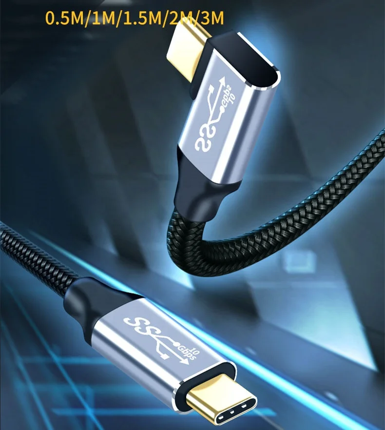 2m 3m VR cable link Right Angle Elbow Usb Type C data transfer Cable 3A 60W 5Gbps