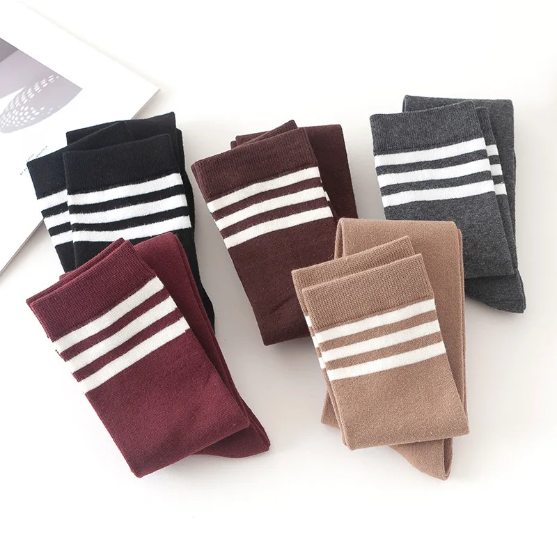Woolen solid color knee high socks wholesale for women warm fleece leggings thick winter warm