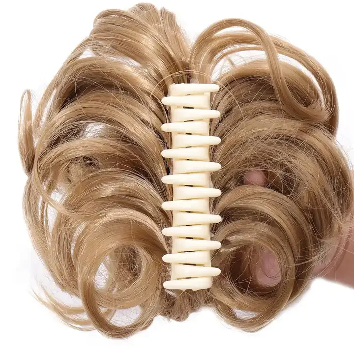 Messy Curly Short Synthetic Hair Extension Chignon Donut Roller Bun Wig Claw Clip In Hairpiece for Women