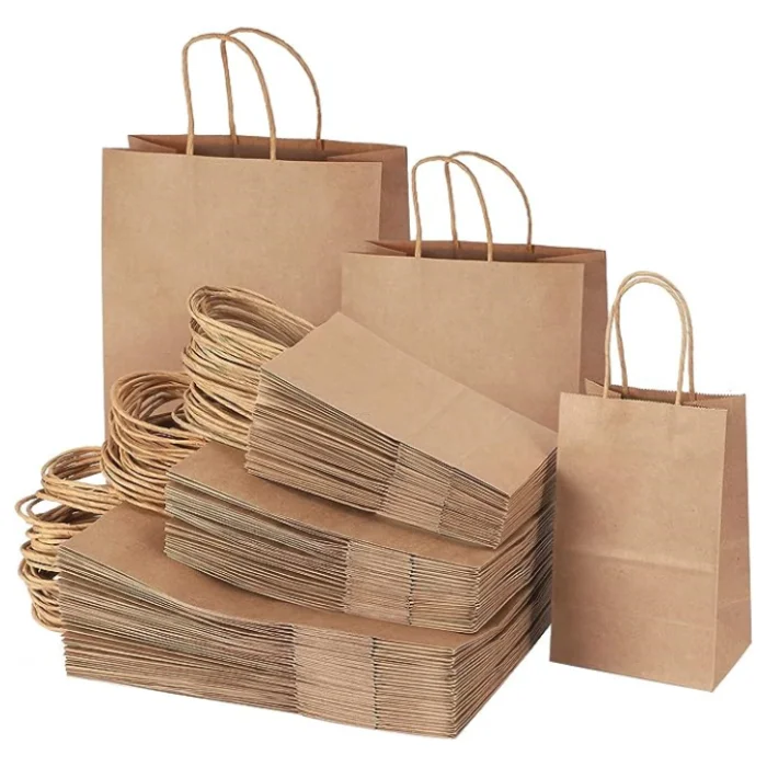Brown Paper Bags Kraft Paper Bag with Handle Wholesale Craft Custom Paper Bags with Your Own Logo for Gift Shopping