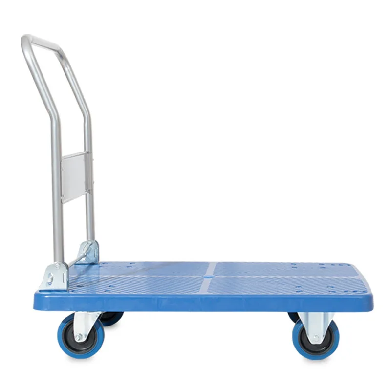 High load trolley 150kg to 200kg wholesale rolling TPR caster wheel heavy duty black plastic platform foldable hand push cart