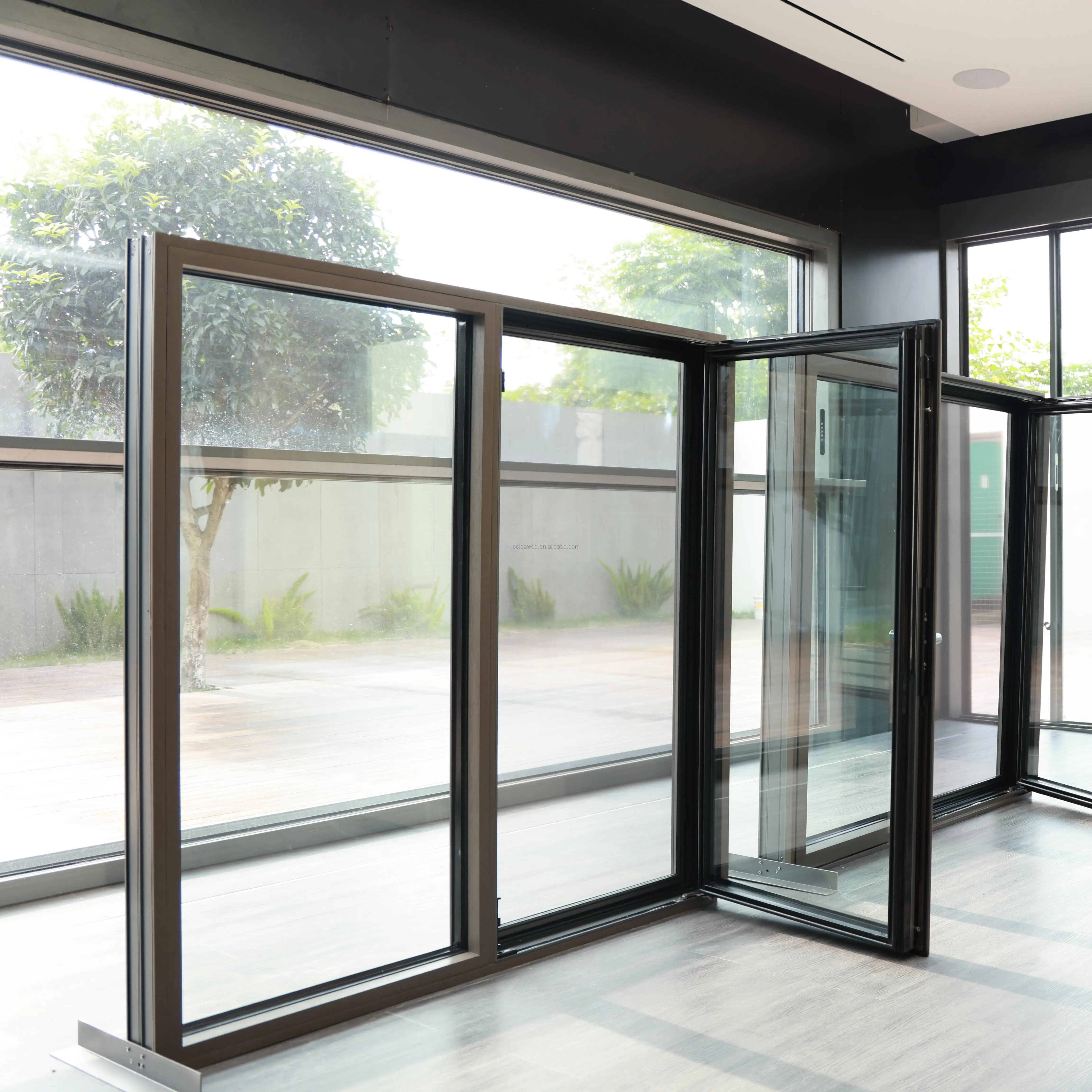 Custom Aluminum Wood Windows Heat Insulation Smart Wooden Window