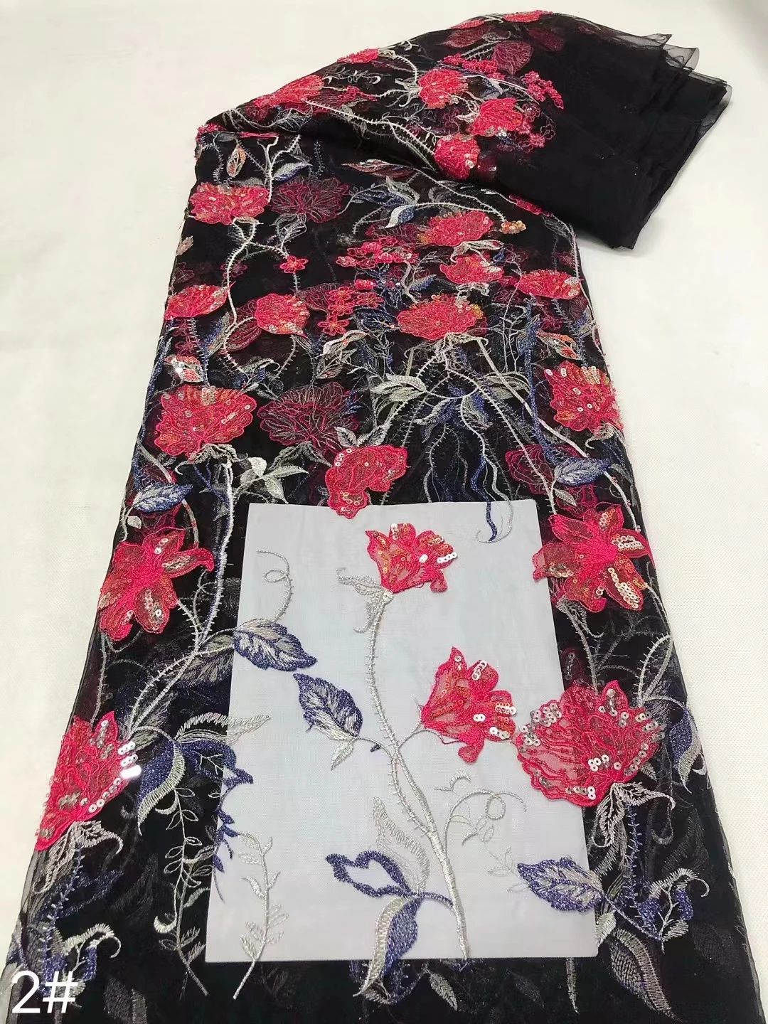 New Design rose pattern Fabric Luxury Embroidery sequin tulle Lace Fabric African Lace Fabric