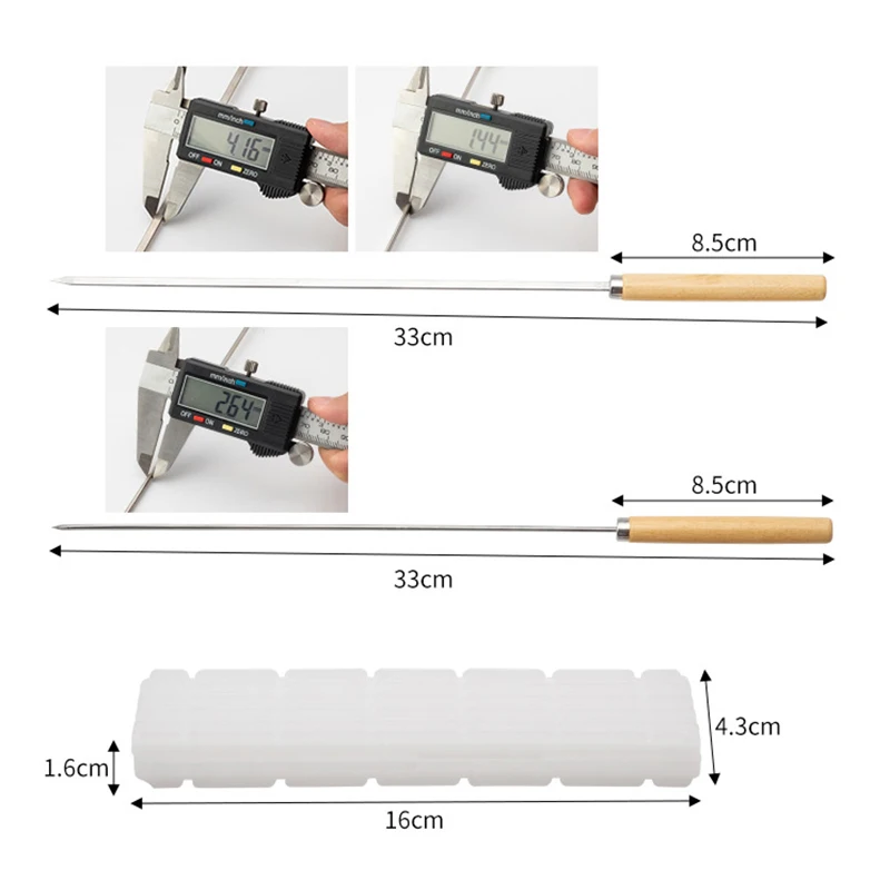 OEM Manufacturer Stainless Steel 304 Needles Wooden Handle Grilling Kebab Skewers Barbecue Roasting Sticks Wood Bbq Tools