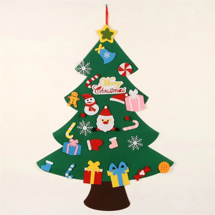 Горячая цена от производителя, Детская войлочная Рождественская елка «сделай сам» с украшениями для детей
