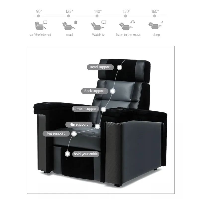 Modern Luxury Power Recliner Home Theater Sofa Set Furniture Living Room Leather Movie Chair Sectional Home Cinema Sofa 3 2 1