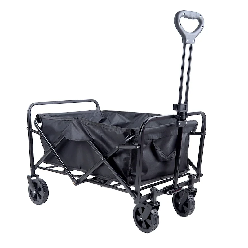 Outdoor Camping Wagon Portable Trolley Cart Collapsible Folding Wagon Utility Cart 5 Inch Bearing Rubber Wheel Without Brake