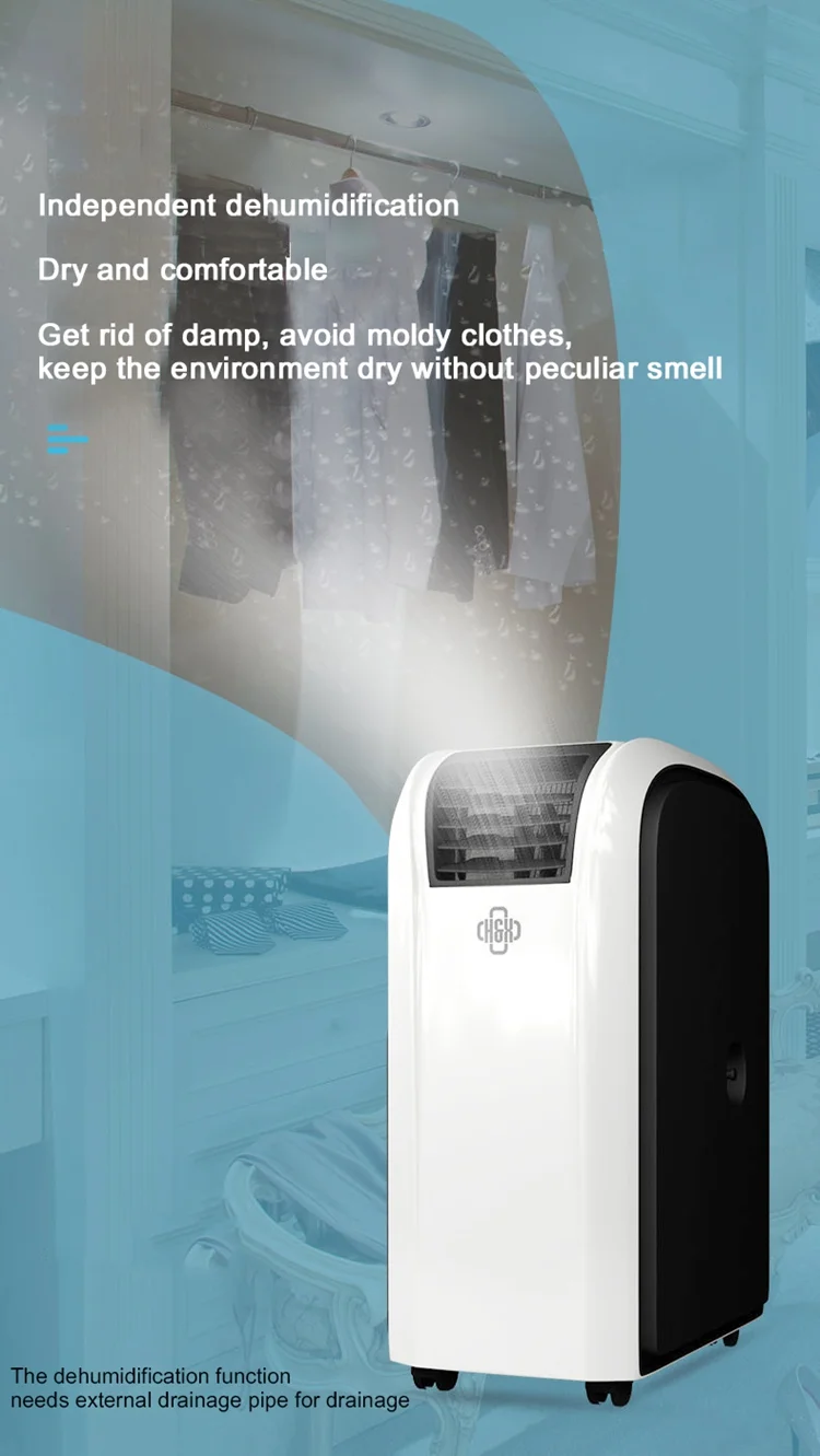 Remote Control 4 Speed Movable Cooling Heating Smart Air Conditioners
