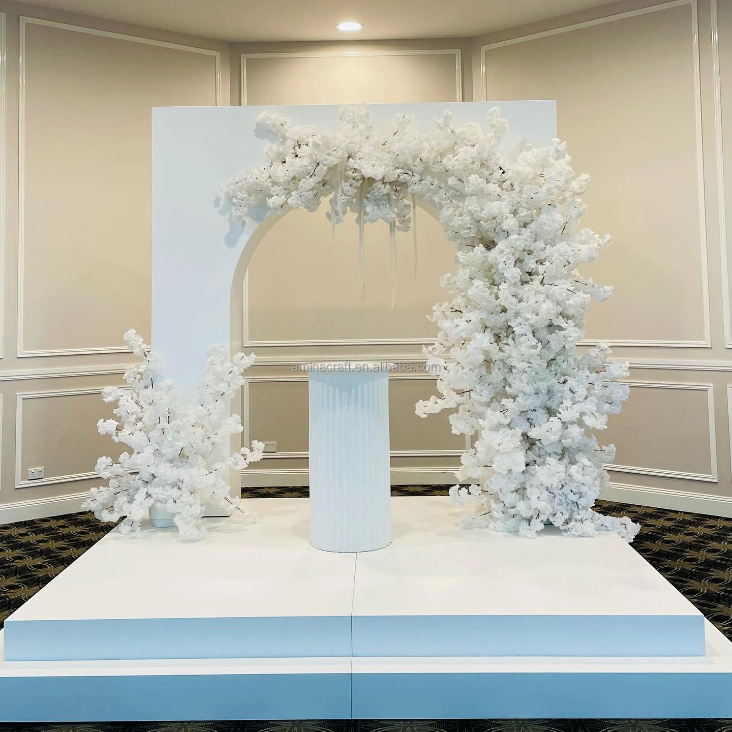 Amina Craft customized white wedding PVC stage backdrop arch for party decoration