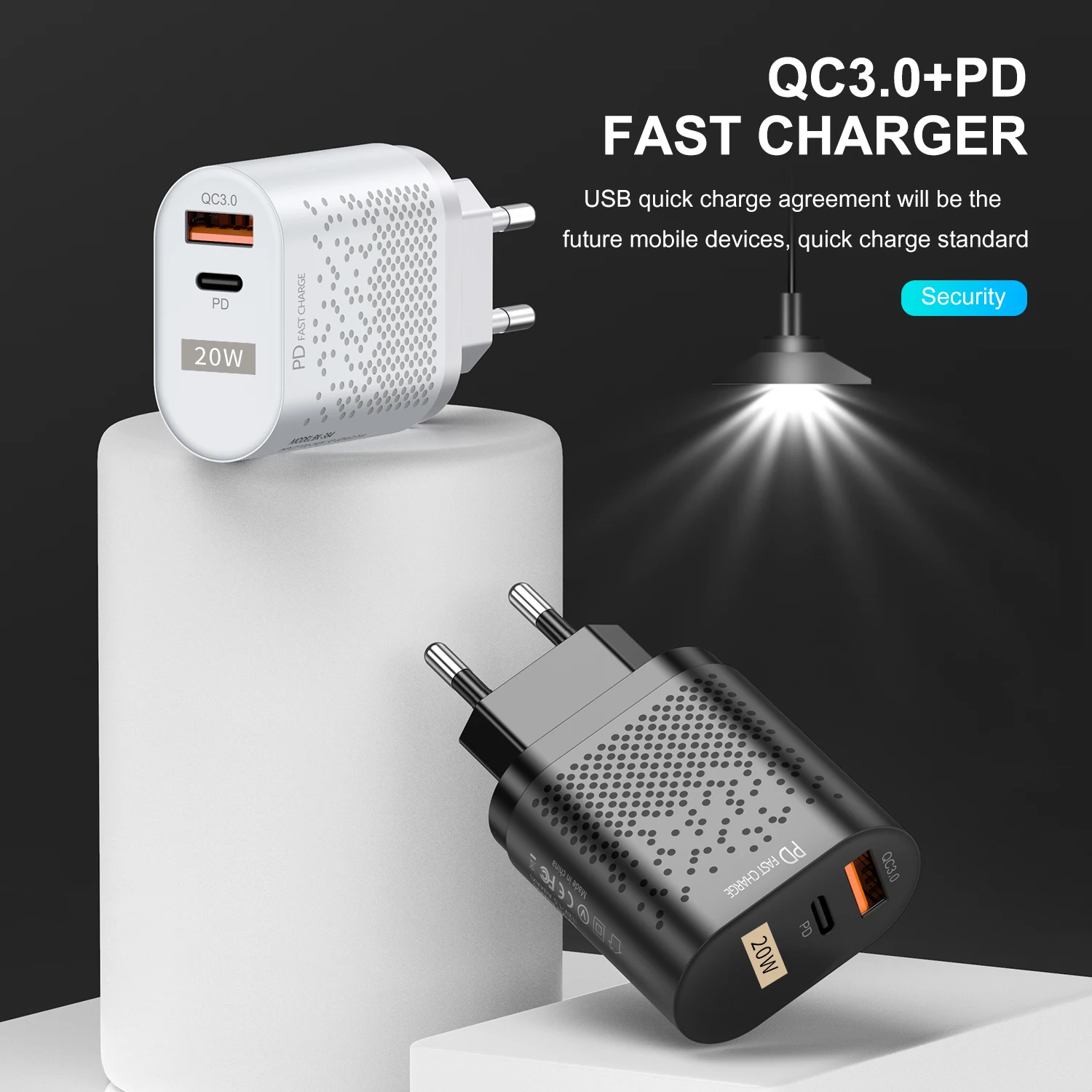  USLION Сетевое зарядное устройство PD 20 Вт Type-c USB дорожное QC 3 0 Usb для мобильного телефона Аксессуары ванной комнаты настенное iPhone 12 pro