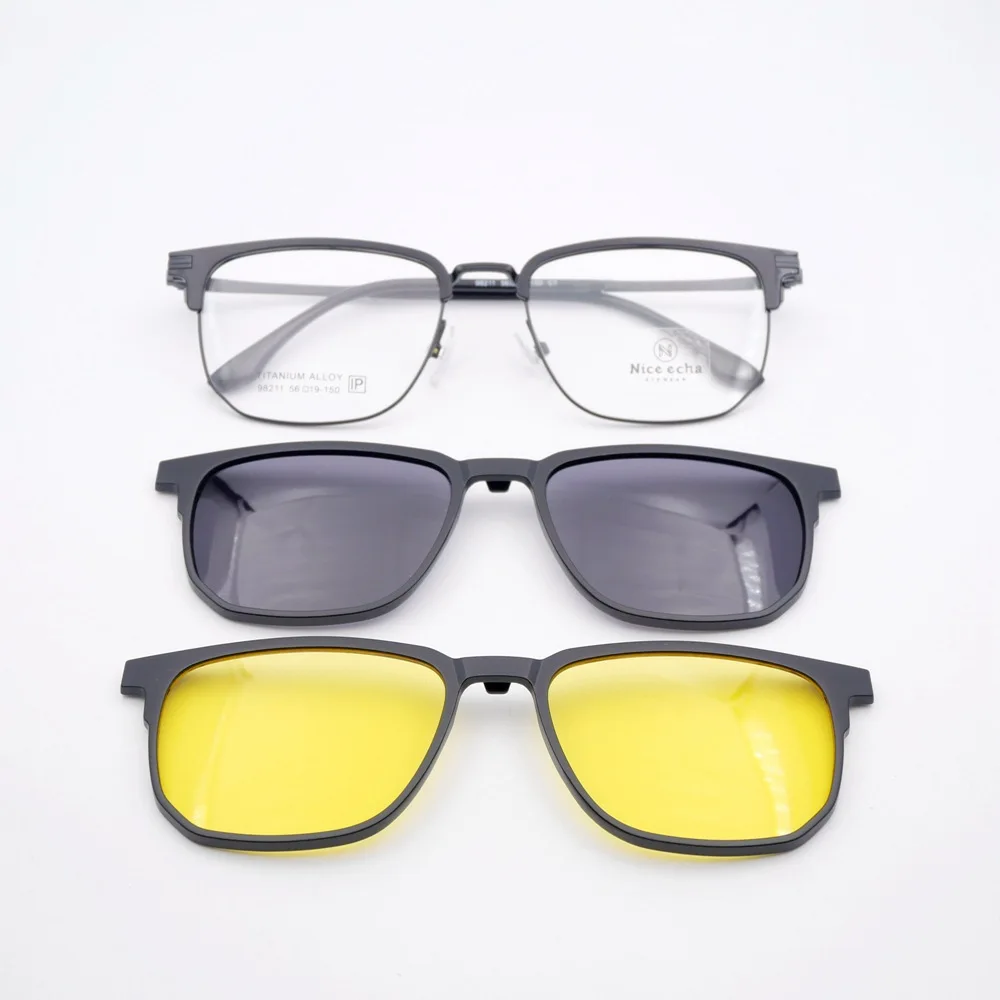 Eyebrow Frame Set Mirror Sunglasses - Dual Night Vision Goggles Magnetic Polarized Myopia Glasses 98211