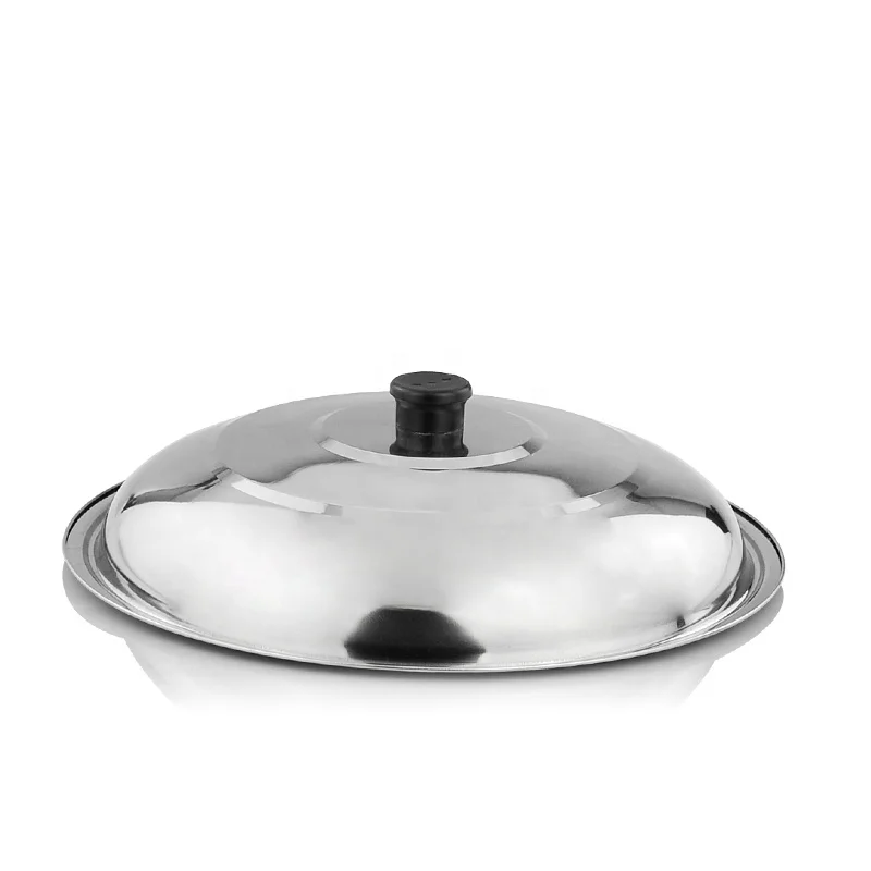 
Amazon Hottest Stearmer Cookware Woks Pan Cover Stainless Steel Pot Lids with Heat Resistant Handle 