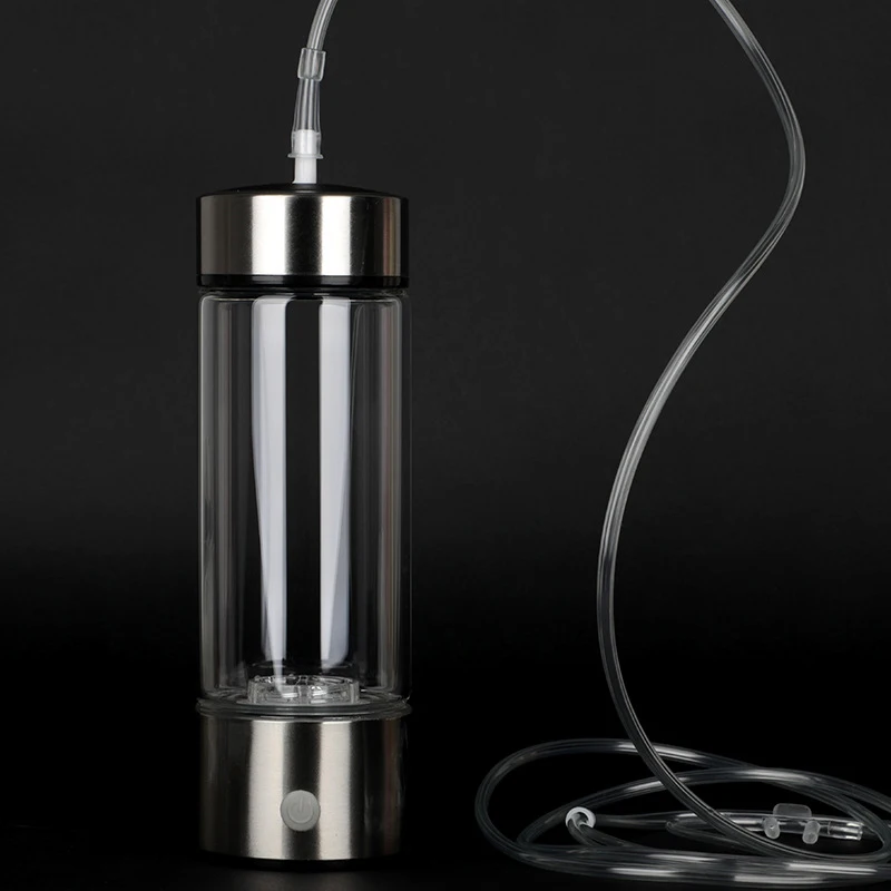2024 New Custom Logo Portable 420ml Rechargeable Hydrogen-Rich Glass Hydrogen Ionizer Generator Water Bottle for Healthy Gifts