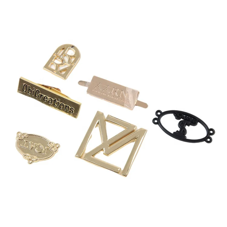 Wholesale Custom Engraved Brand Letters Name Round Garment Accessories Metal Logo Labels Tag for Clothing