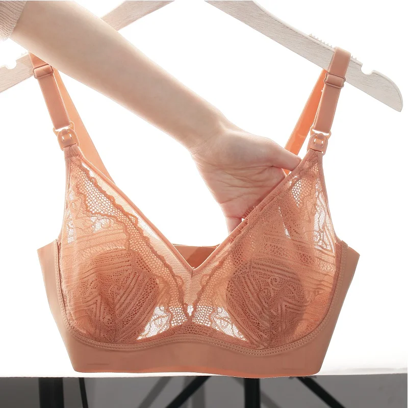 Summer Ultra-Thin Maternity Nursing Bra Rabbit Ears Crystal Cup Breathable Detachable Shoulder Straps Breastfeeding Underwear