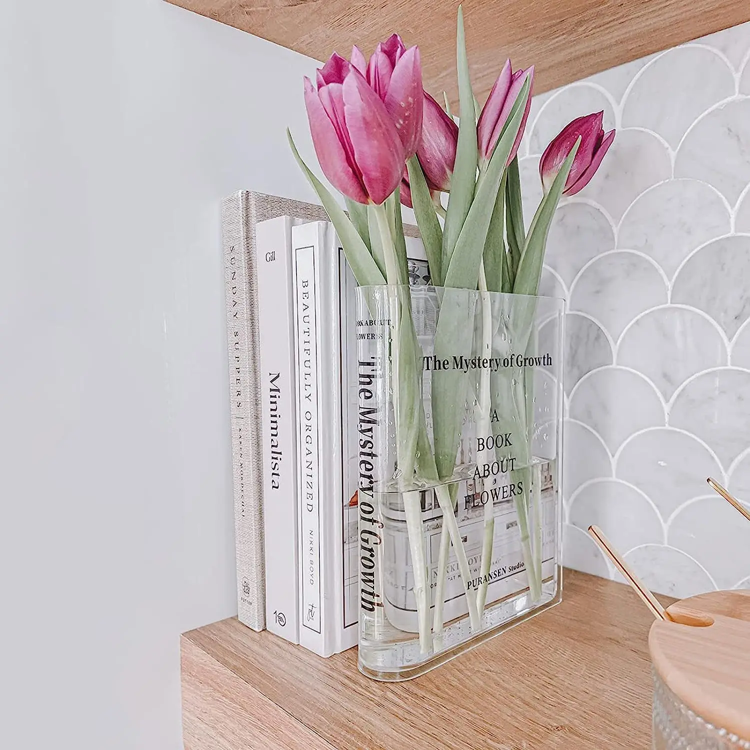 Decorative Clear Book Design Flavor Flowers Acrylic Vase