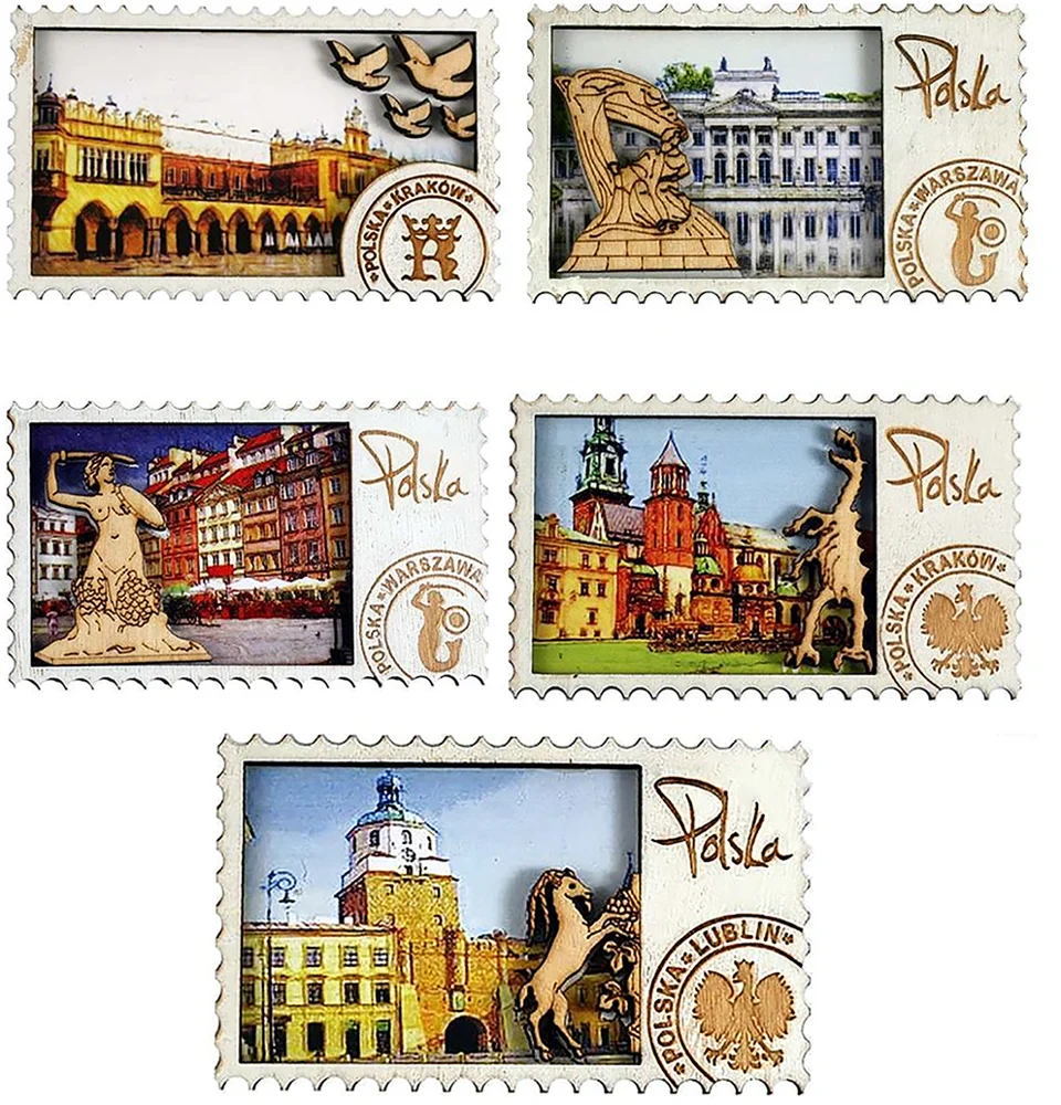 Custom Country Landscape Poland Souvenir Laser Engraved Wood Fridge Magnet