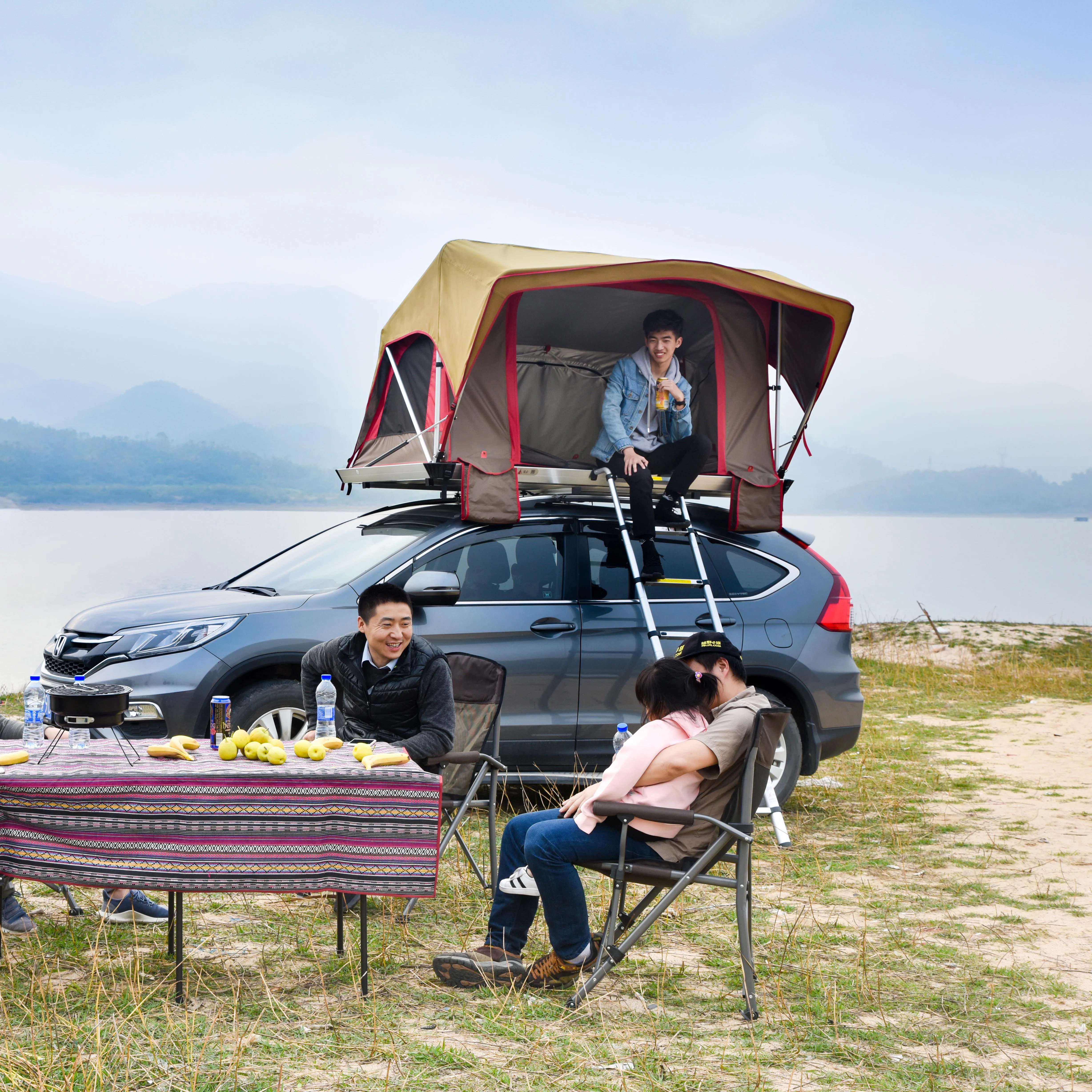 Automatic small car foldable auto setup tent on car 4 season roof top tent soft car tents camping roof top