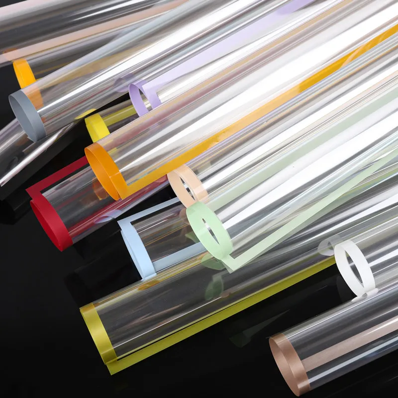 Classical 58*58cm/pcs Colorful Frame Edge Printed Waterproof OPP Plastic Flower Wrapping Paper Korean Paper for Florist Wrapper