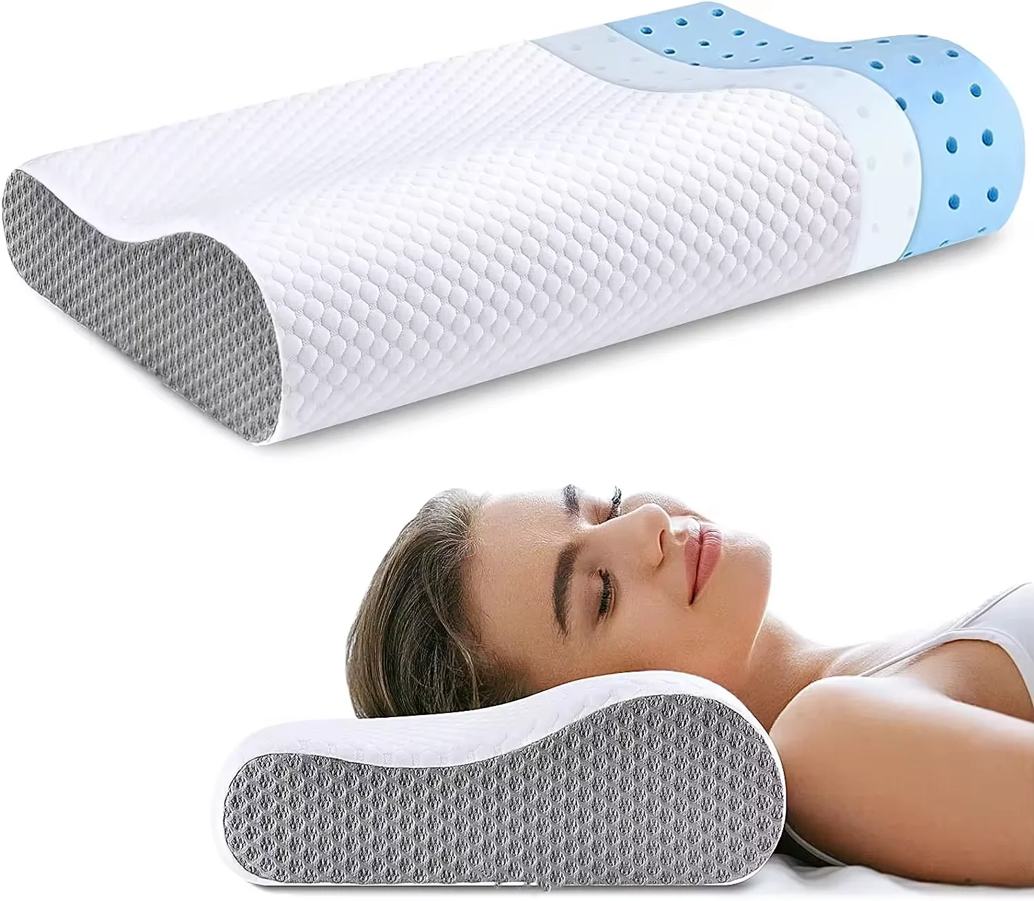 Hypoallergenic Reversible Gel Memory Foam Latex Pillow