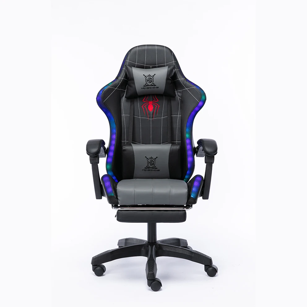 Free Sample Ergonomic Pu Speakers Rgb Speaker Led Light Racing Pc Reclining Led Gaming Chair