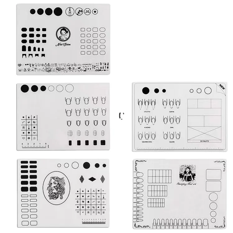 5-Piece Selectable Silicone Nail Art Polish Transfer Pattern Pad Manicure Stamping Stencil for Christmas Party Favor or Gift