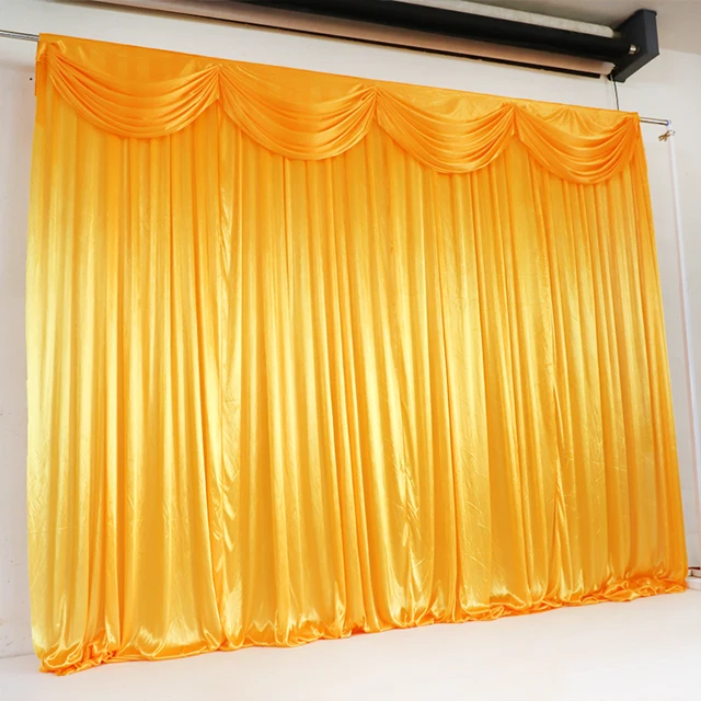 Luxury  Ruffled Ice Silk Designs Backdrop Curtains Drapes for Wedding Stage Event Party Decoration