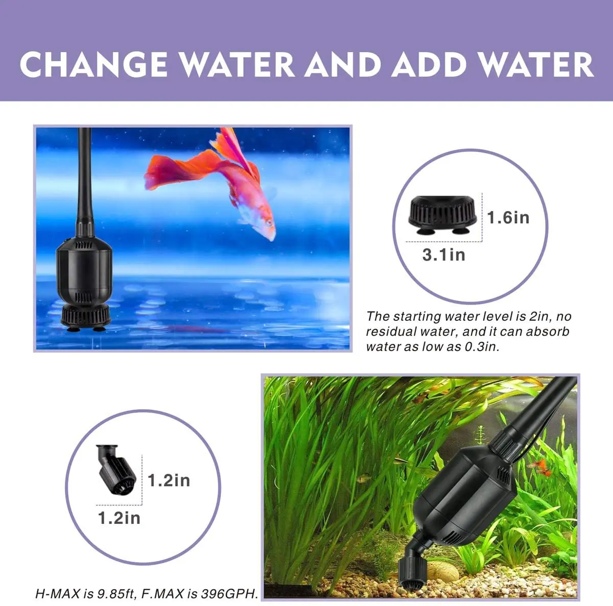 Wholesale Electric Aquarium Gravel Cleaner Vacuum Water Changer Four Spliced Rigid Tubes Quickly Change No Water Accumulation