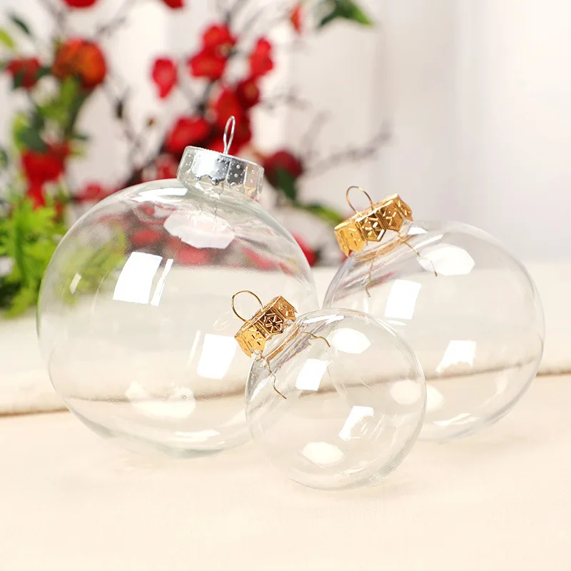 Wholesale Christmas Ball ornaments Dia 6cm-10cm fillable Christmas baubles clear plastic matte