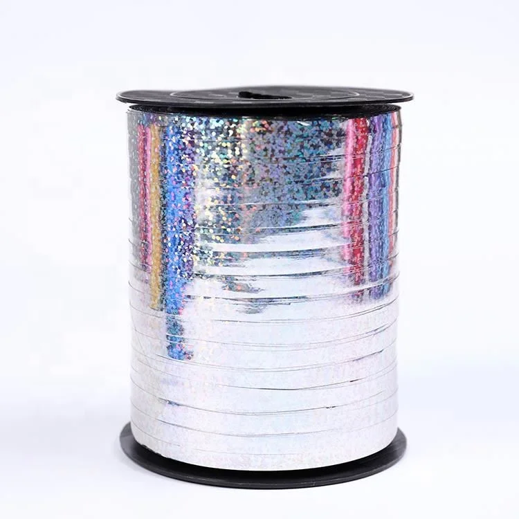 5 мм * 500Y, оптовая продажа, подарочная упаковка, цветная Голографическая лента для завивки шаров