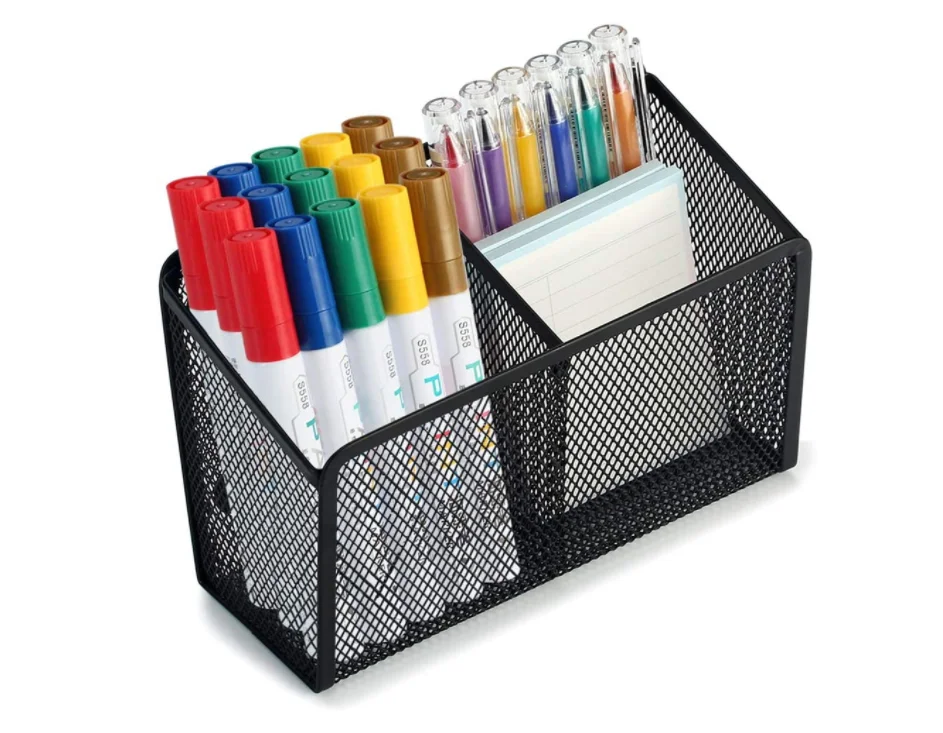 Magnetic Pencil Holder - 2 Generous Compartments Magnetic Storage Basket Organizer - Extra Strong Magnets