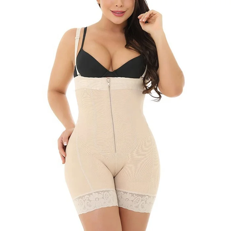 High Waisted Tummy Control Fajas Body Shaper Underwear Pants Butt Lifter Lace Shapewear with Detachable Strap