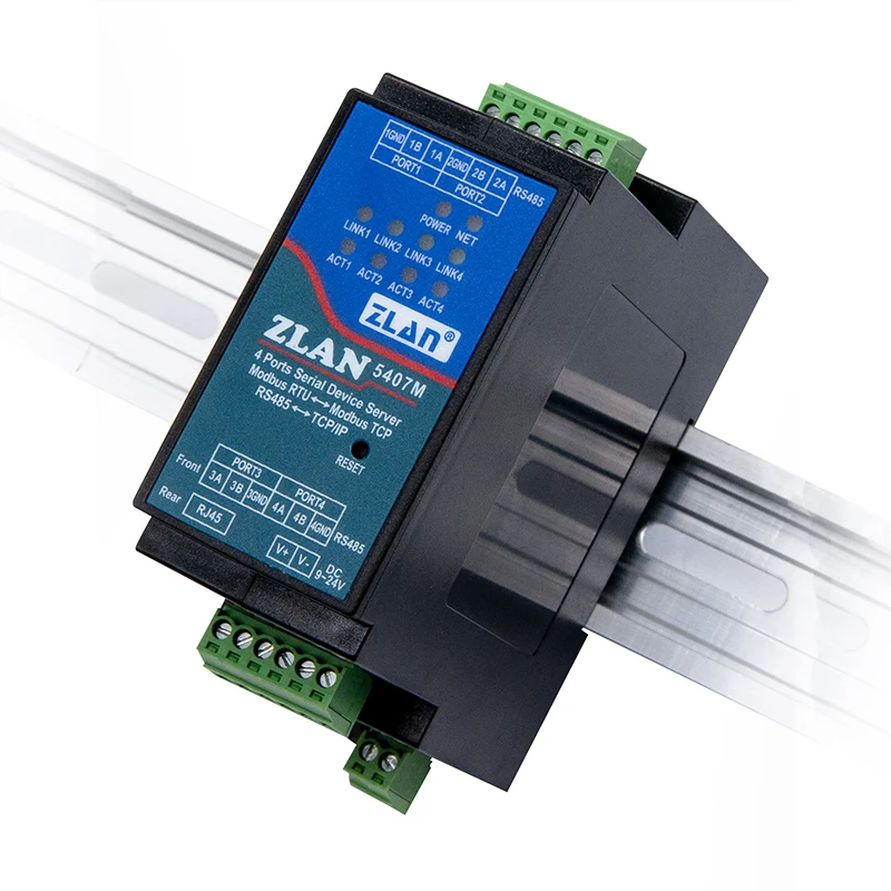 modbus tcp gateway 4 ports rs485 to modbus tcp ZLAN5407M serial to ethernet converter