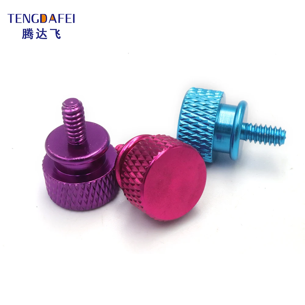 Free sample Colorful Anodized Aluminum thumb screw with #6-32*6mm thread for computer case