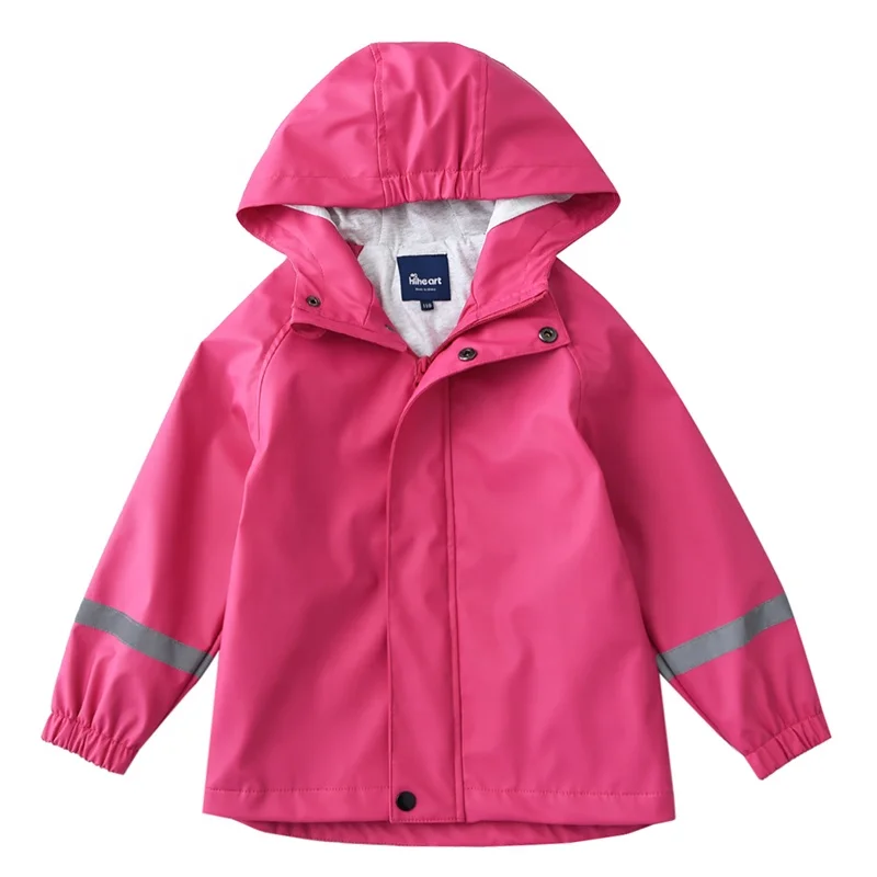 Boys Girls Cotton Lined Waterproof Rain Jackets Hooded Windbreaker Kids Outdoor Waterproof Jacket