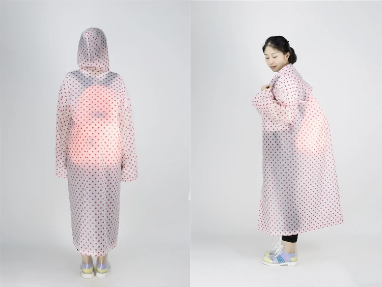 
fashionable rain wear overall with dot pattern one size fit all waterproof reusable and biodegradable 