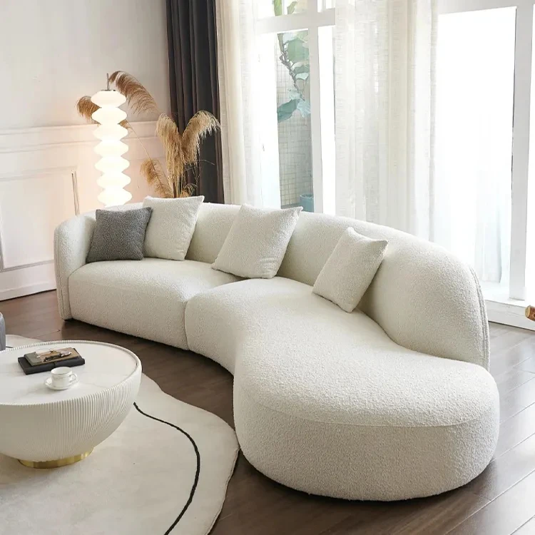designs home furniture modernos sofa modern living room round cloud sectional curved white Sofa
