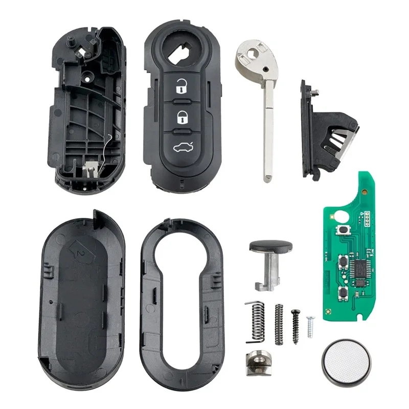 Delphi BSI 3-Button Folding Remote Key Fob for Fiat Compatible 433Mhz PCF7946 Chip Fit 2007-2018 Fiat 500 Doblo Ducato Qubo