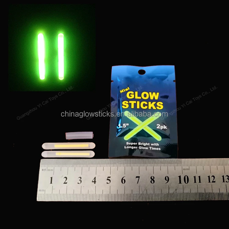 Chemical liquid powder 1.5 inch glowing stick 4.5*39mm fishing float green powder light sticks
