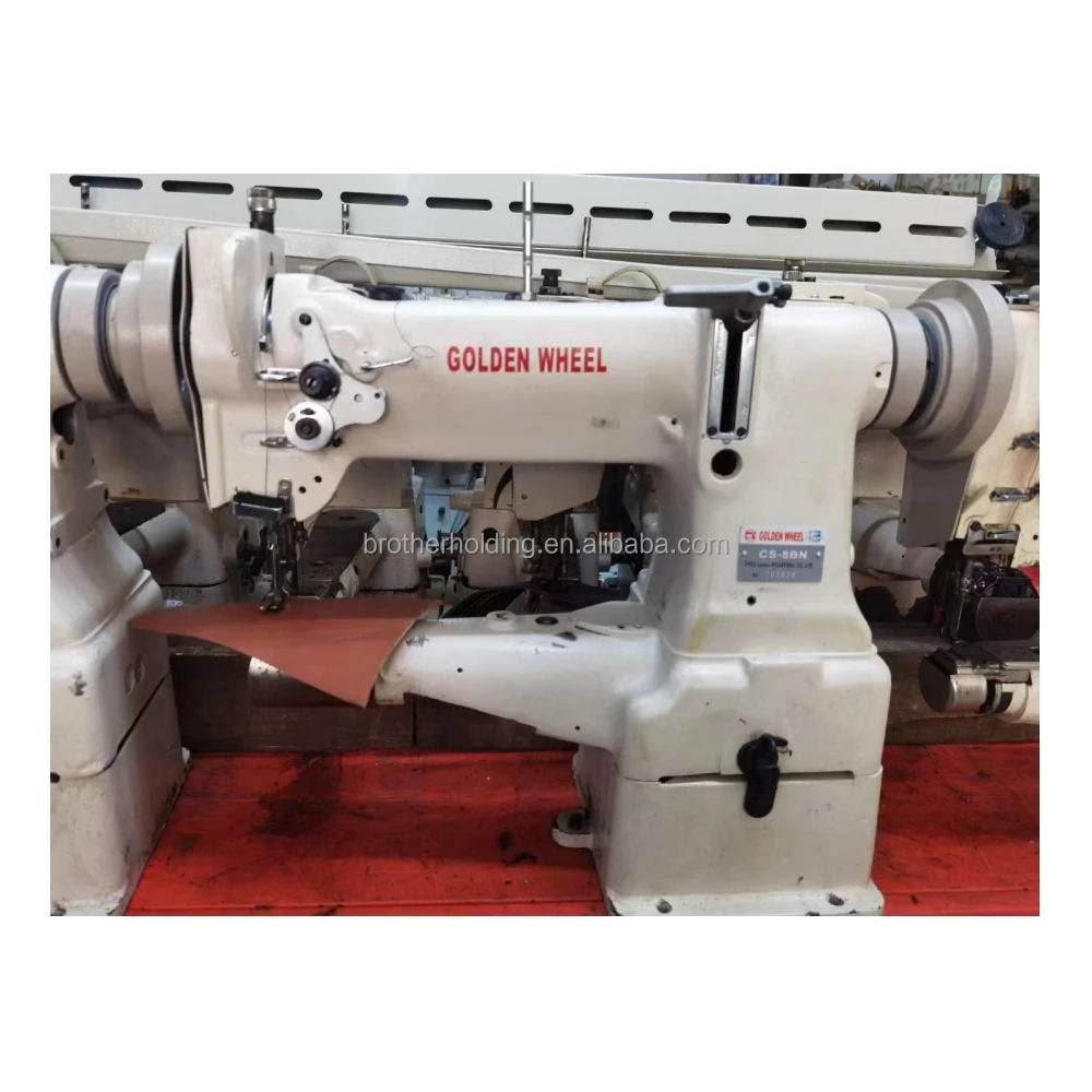 Used Golden Wheel CS-8B Single Needle Unison Feed Cylinder Bed Industrial Sewing Machine for Shoes Stitching