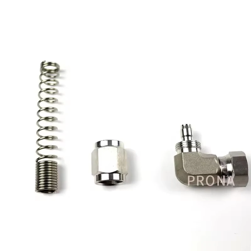 1Pcs Stainless Steel Threaded 1/4 3/8 Pneumatic Fittings Tool Paint Spray Gun Compressor Hose Fitting Tee Spring Connector Pipe