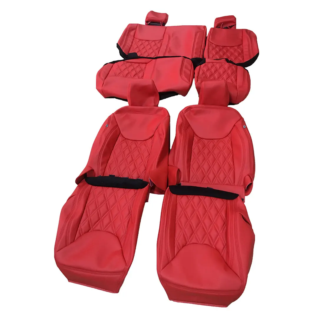 Wholesale full set high quality diamond embroidered double stitching design leather car seat covers for jeep wrangler jk