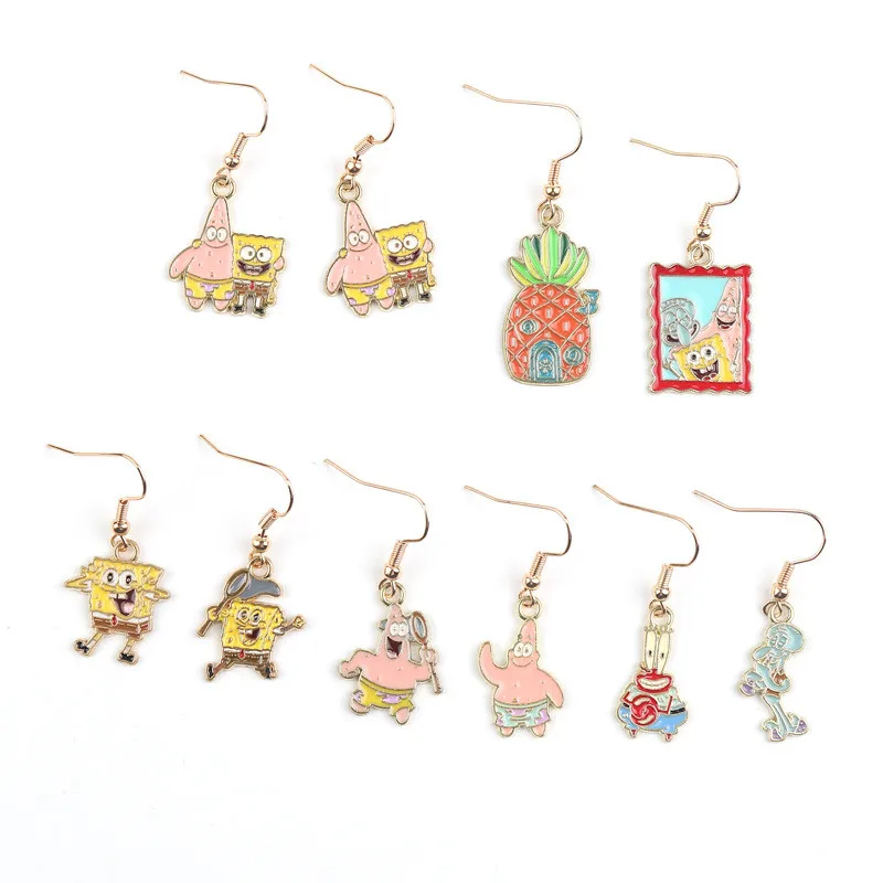 New Cartoon SpongeBob Patrick Star Hook Earrings For Girls Alloy Lovely Earring Gift Party Jewelry Students Couple Earrings