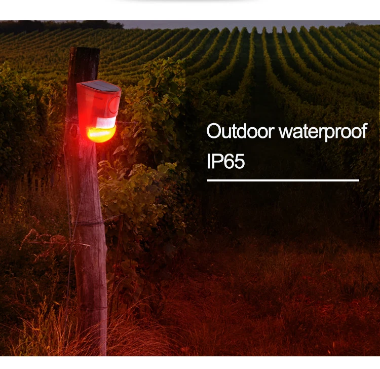 50 days Standby Outdoor Wireless Solar Security Siren Strobe Lights Infrared Human Body Induction Solar Alarm