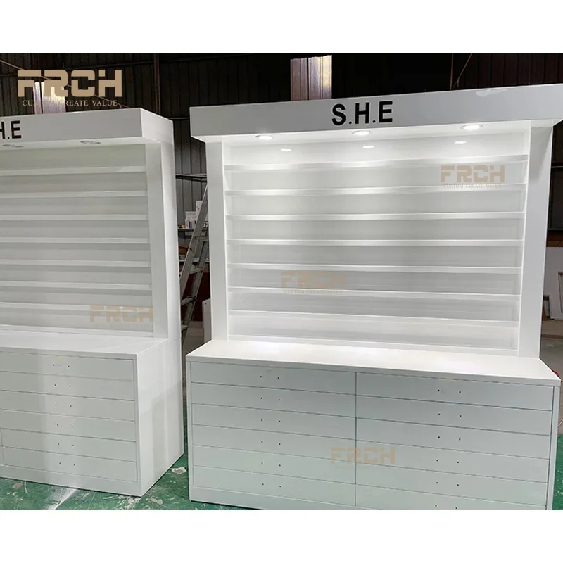 Modern Luxury Beauty Nail Bar Polish Display Showcase Manicure Cabinet Nail Salon Furniture