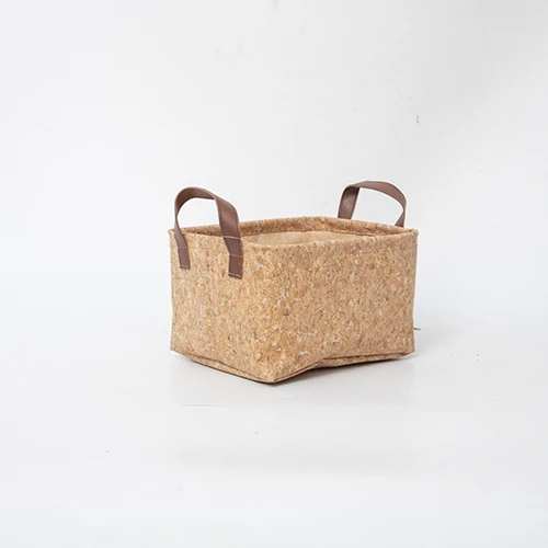 Cork Paper Tote Shopping Bag Friendly cork Tote Bag storage Basket Box With Leather Handles