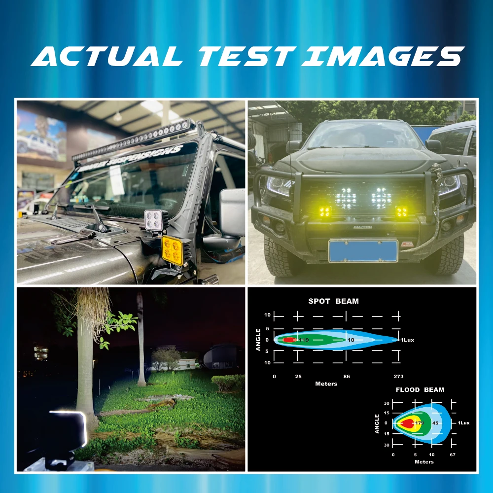  3inch 40w flood beam bright led tractor work lights waterproof IP68 heavy duty