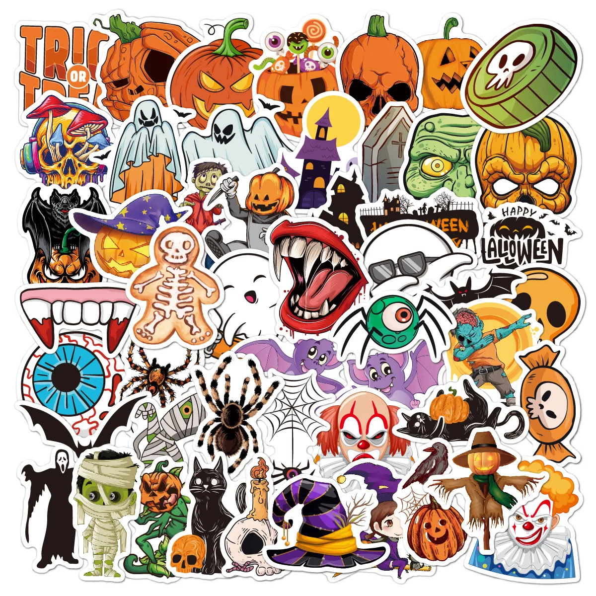 Waterproof Halloween Adhesive Sticker Party Decoration Bat Pumpkin Sticker for Children Wall Window Car Decor