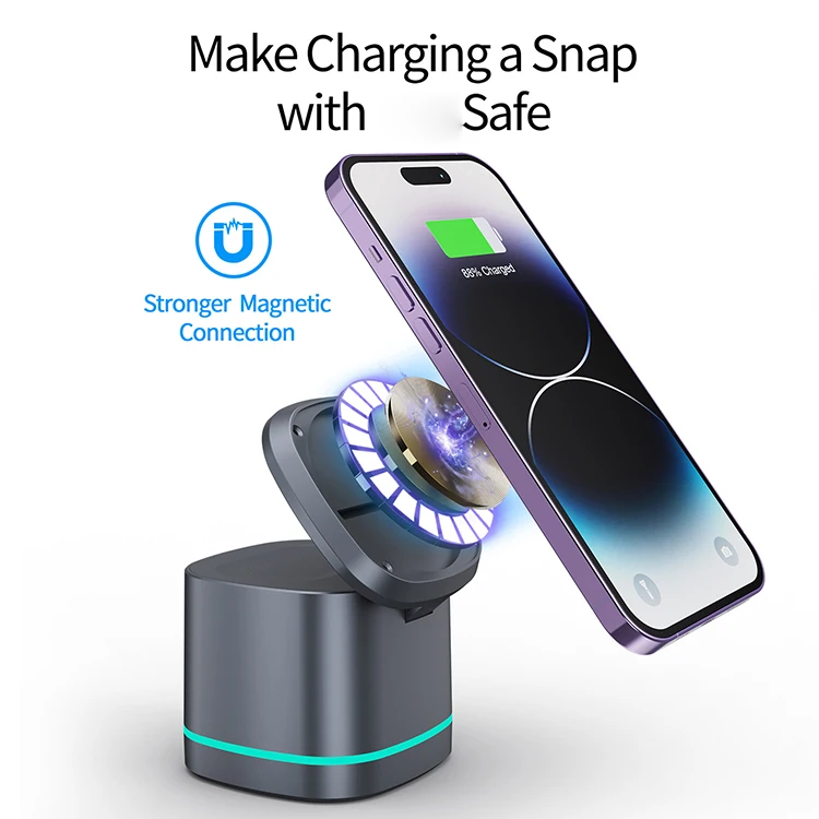 Magnetic Safe 3 in 1 Wireless Charger Dock Station Qi Fast Charge Magnet Stand For iPhone 14/14 Pro Max/13 Mini/Watch 5/6/7/8
